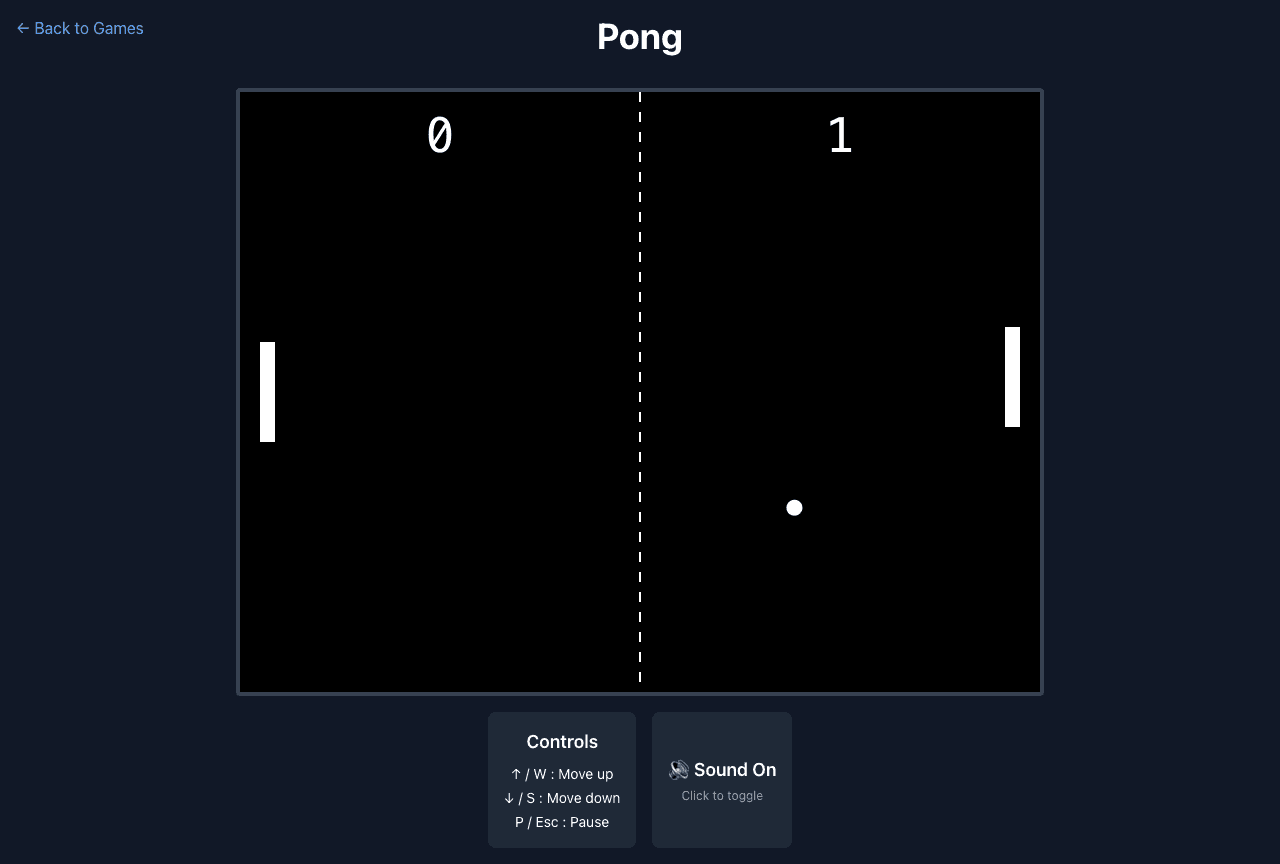 Pong game screenshot