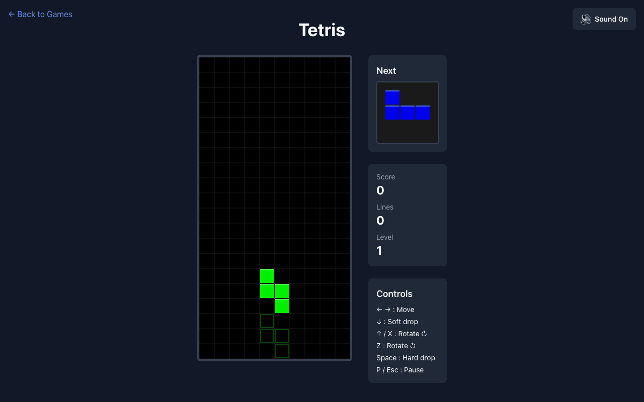 Tetris game screenshot